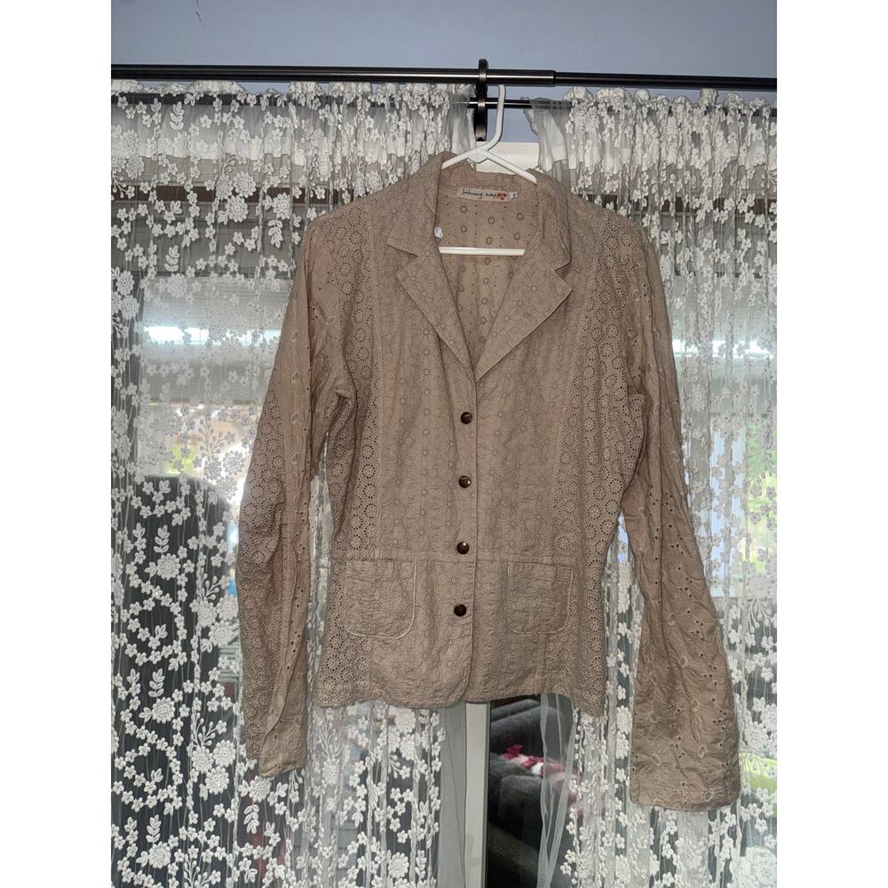 Johnn Was cotton eyelet blazer size large